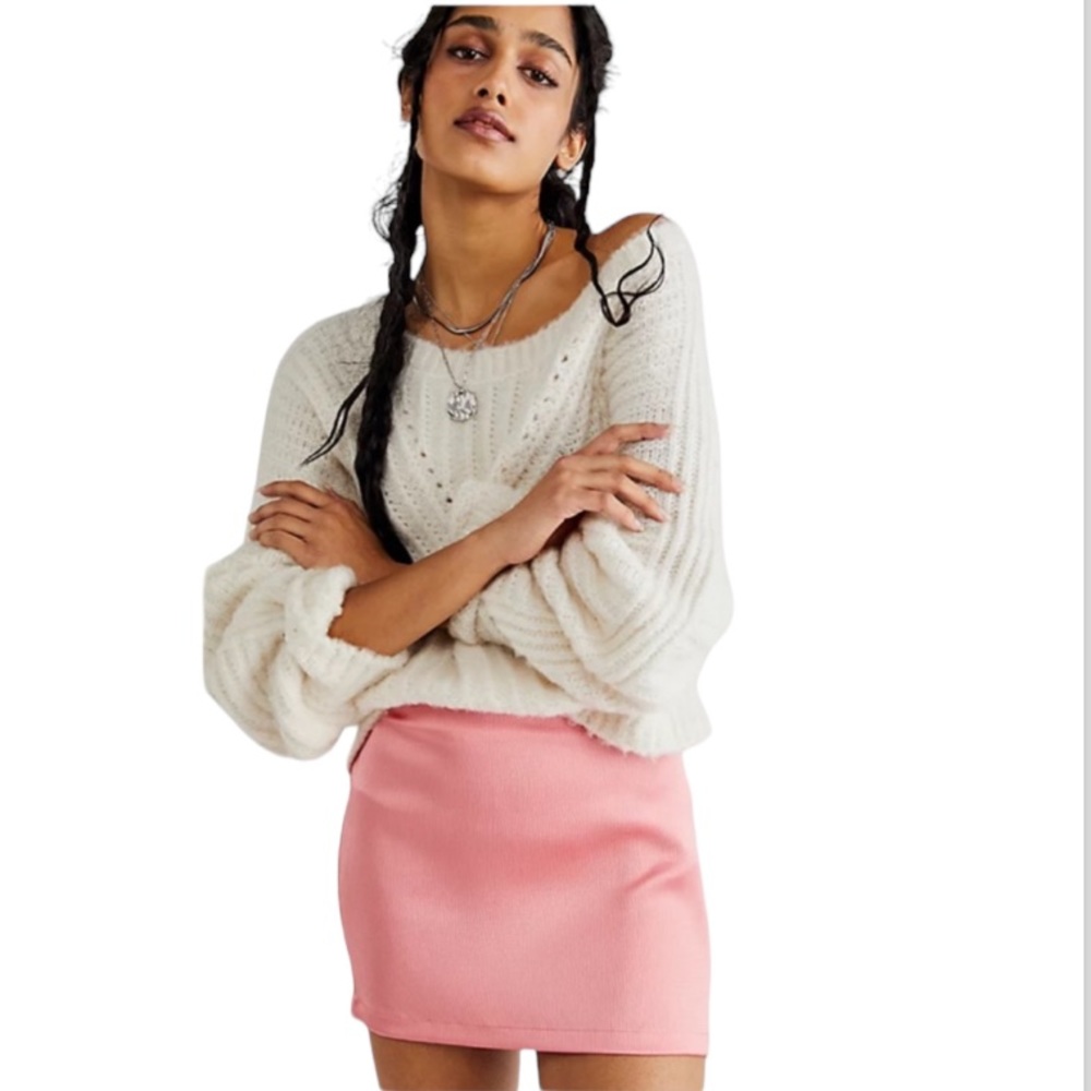 Free People "All the Way" Mini Skirt Size 10 Flirty Barbie Pretty in Pink